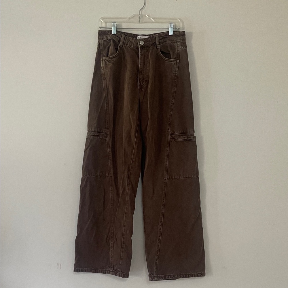 Zara Women's Brown Wide Leg Pants